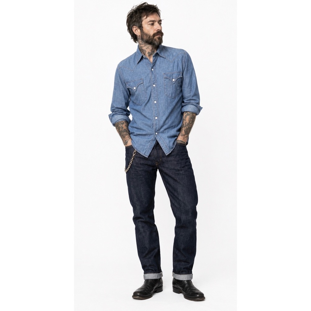 NEW Mister Freedom Dude Rancher Western Chambray Shirt Selvedge Mens Size XL